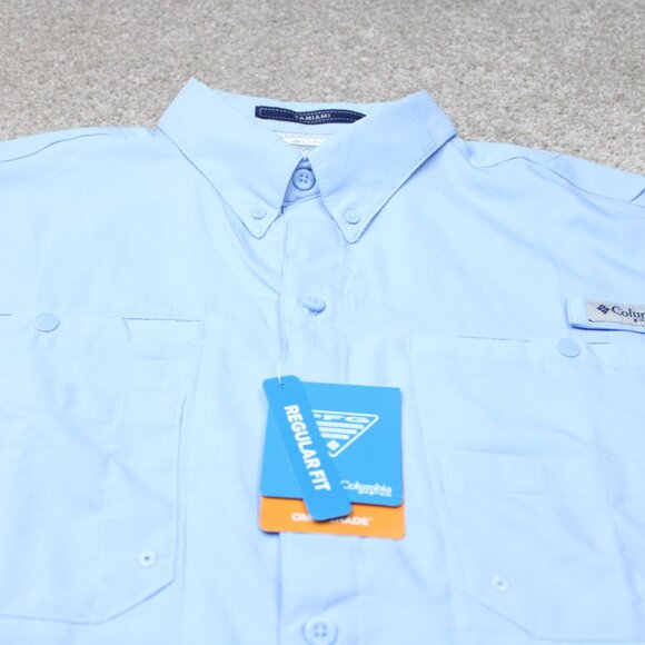 Columbia PFG Shirt NWT Mens Large Blue Tamiami II Fishing Performance S/S Button - Picture 5 of 16
